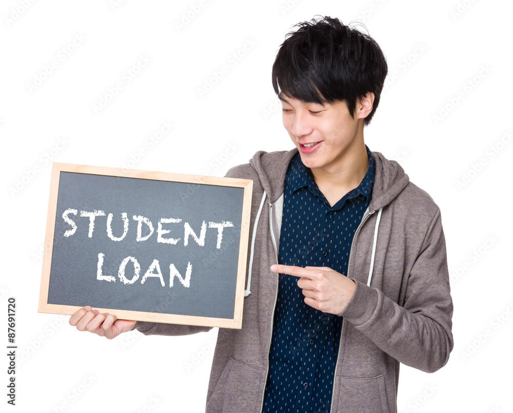 How to Get Help Repaying Your Student Loans: A Guide for Young Adults 16 Young man finger point to chalkboard showing a phrases of studen